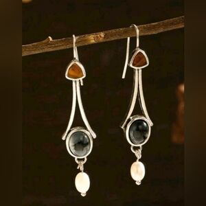 Elegant Silver and Black Dangle Earrings